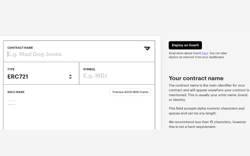Post the smart contract on Ethereum's test network Goeli and create a token to represent your NFT